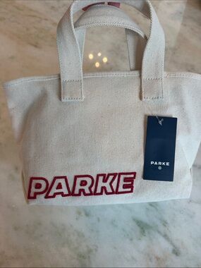 Parke x Target Cream Canvas Tote with Red Logo Accent